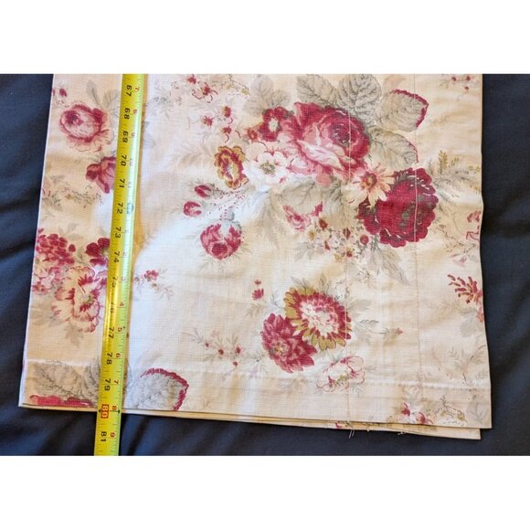 Waverly Garden Room Wide Valance Curtain Red Floral Cabbage Rose on Ivory 80x19 - Picture 4 of 5